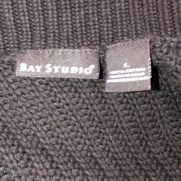Bay studio black knit sweater cardigan size large - Picture 5 of 6